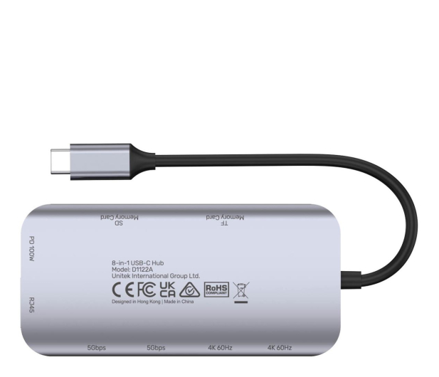 Unitek Hub USB-C 5Gbps, 2x HDMI 4K,czytnik SD, RJ-45, PD 100W - 1272536 - zdjęcie 4